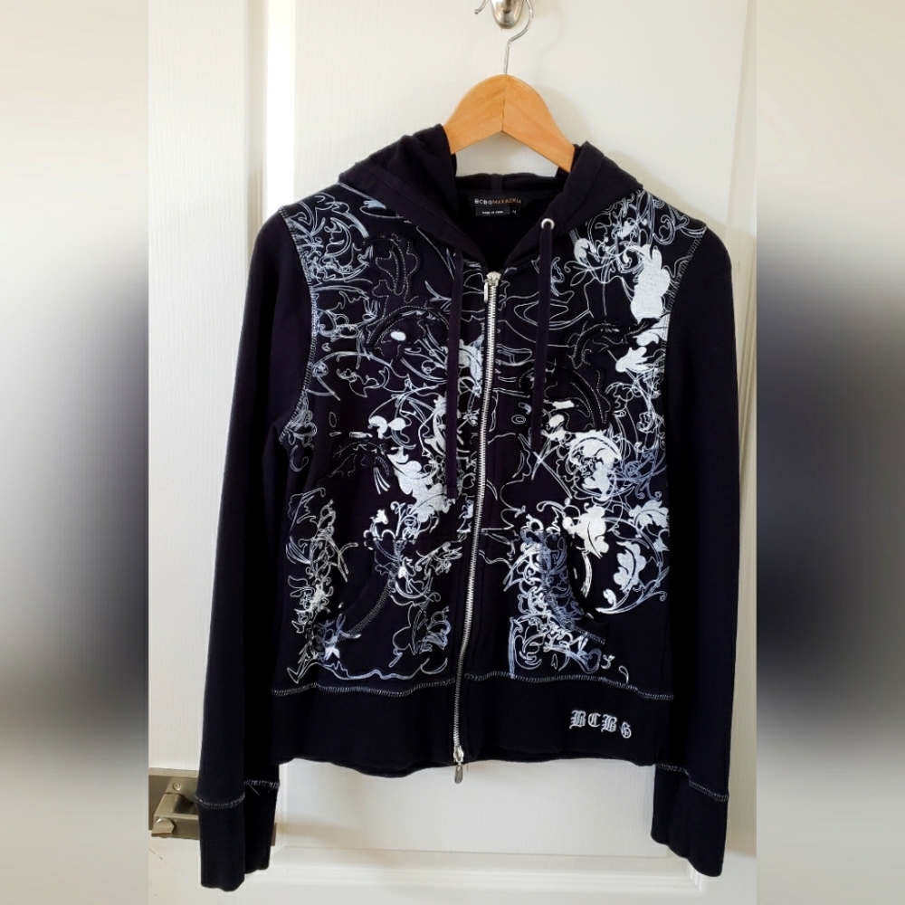 BCBG MAX AZRIA black hoodie, size M, excellent used condition